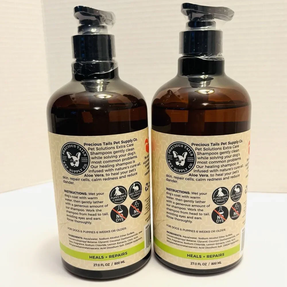 Precious Tails Pet Shampoo Skin Healing Repair Extra Care Reduce Dander Qty Of 2